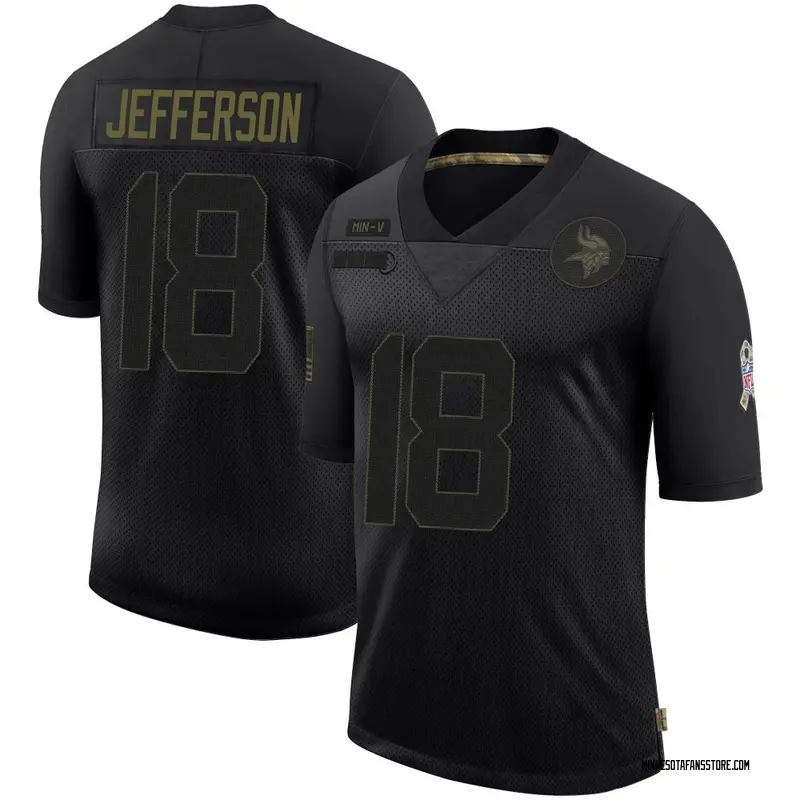 Youth Black Limited Justin Jefferson Minnesota 2020 Salute To Service Jersey